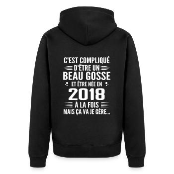 Toujours Beau Gosse 2018 Birthday Gift 2018 - Unisex Premium Organic Zip Hoodie - black - Back - Nico (187cm)