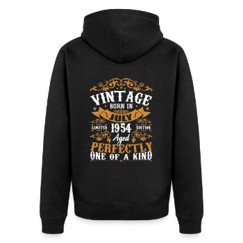 Né en juillet 1954 Cadeau Anniversair juillet 1954 - Veste à capuche bio Premium Unisexe - noir - Dos - Nico (187cm)