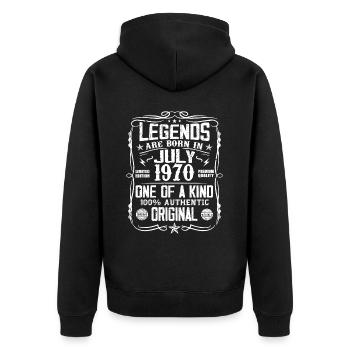 Né en Juillet 1970 Anniversaire 1970 Juillet 1970 - Veste à capuche bio Premium Unisexe - noir - Dos - Nico (187cm)