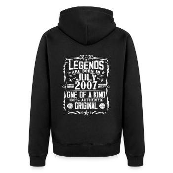 Born in July 2007 Birthday 2007 July 2007 - Unisex Premium Organic Zip Hoodie - black - Back - Nico (187cm)