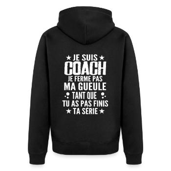 Je Suis Coach Idée de Cadeau Humour Coach Sportif - Veste à capuche bio Premium Unisexe - noir - Dos - Nico (187cm)
