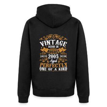 Birthday August 2005 - great since August 2005 - Unisex Premium Organic Zip Hoodie - black - Back - Nico (187cm)