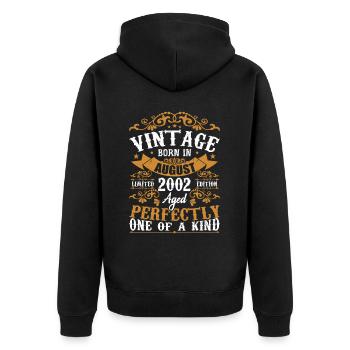 Birthday August 2002 - great since August 2002 - Unisex Premium Organic Zip Hoodie - black - Back - Nico (187cm)