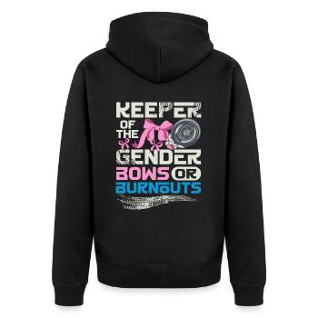 Hüter der Gender-Burnouts oder Verbeugungen - Unisex Premium Bio Zip Hoodie - Schwarz - Hinten - Nico (187cm)