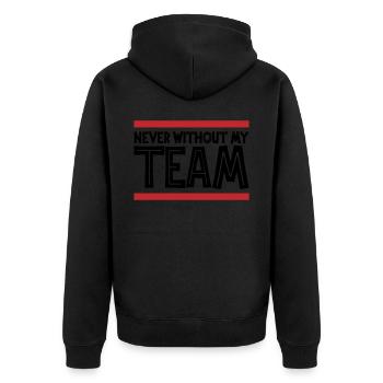 Never without my Team | Colors can be changed - Unisex Premium Organic Zip Hoodie - black - Back - Nico (187cm)