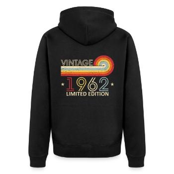 Vintage 1962 49 ans Style Rétro 1962 49ème Bir - Veste à capuche bio Premium Unisexe - noir - Dos - Nico (187cm)