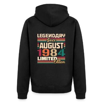 1984 Août Légende de l’anniversaire Août 1984 - Veste à capuche bio Premium Unisexe - noir - Dos - Nico (187cm)