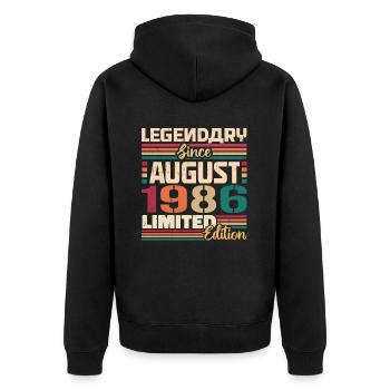 1986 Août Légende de l’anniversaire Août 1986 - Veste à capuche bio Premium Unisexe - noir - Dos - Nico (187cm)
