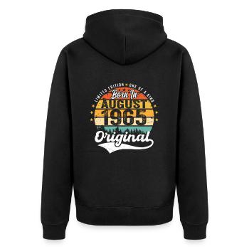 August 1965 Birthday Gift Ideas 1965 August - Unisex Premium Organic Zip Hoodie - black - Back - Nico (187cm)