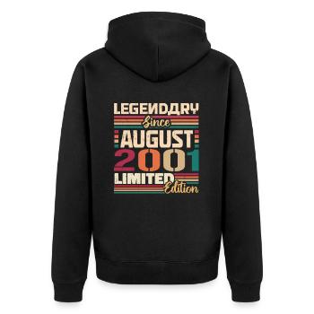 2001 August Birthday Legend August 2001 - Unisex Premium Organic Zip Hoodie - black - Back - Nico (187cm)