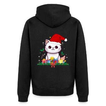 Lustige Weihnachtskatzen - Unisex Premium Bio Zip Hoodie - Schwarz - Hinten - Nico (187cm)