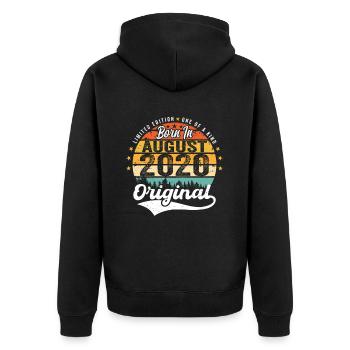 August 2020 Geburtstag Geschenkideen 2020 August - Unisex Premium Bio Zip Hoodie - Schwarz - Hinten - Nico (187cm)
