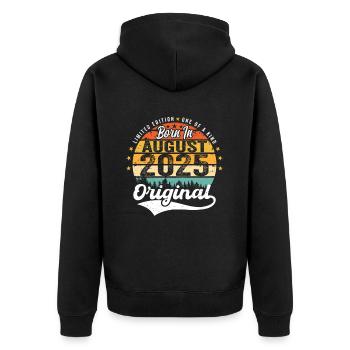 August 2025 Geburtstag Geschenkideen 2025 August - Unisex Premium Bio Zip Hoodie - Schwarz - Hinten - Nico (187cm)