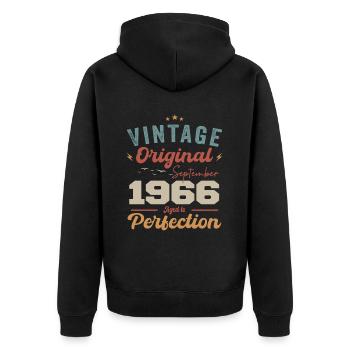 September 1966 Jubilee 1966 September Gift - Unisex Premium Organic Zip Hoodie - black - Back - Nico (187cm)