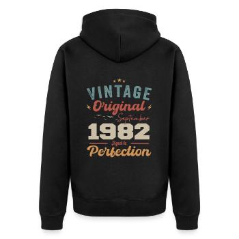 September 1982 Jubilee 1982 September Gift - Unisex Premium Organic Zip Hoodie - black - Back - Nico (187cm)