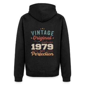 September 1979 Jubilee 1979 September Gift - Unisex Premium Organic Zip Hoodie - black - Back - Nico (187cm)