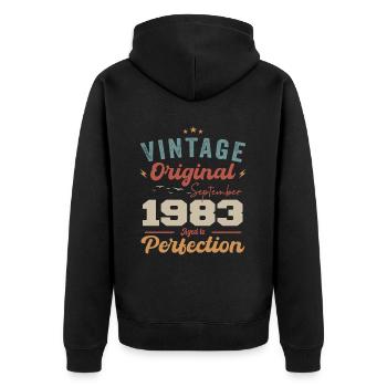 Septembre 1983 Jubilé 1983 Septembre Don - Veste à capuche bio Premium Unisexe - noir - Dos - Nico (187cm)