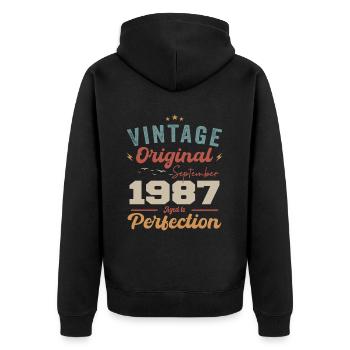 September 1987 Jubilee 1987 September Gift - Unisex Premium Organic Zip Hoodie - black - Back - Nico (187cm)
