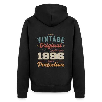September 1996 Anniversary 1996 September Gift - Unisex Premium Organic Zip Hoodie - black - Back - Nico (187cm)