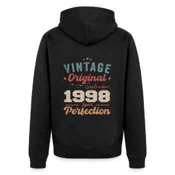 Septembre 1998 Anniversaire 1998 Septembre Cadeau - Veste à capuche bio Premium Unisexe - noir - Dos - Nico (187cm)