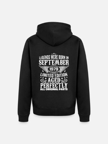 September 1979 Anniversary September 1979 September - Unisex Premium Organic Zip Hoodie - black