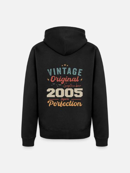 September 2005 Jubiläum 2005 September Geschenk - Unisex Premium Bio Zip Hoodie - Schwarz