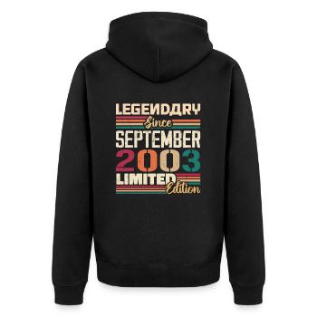 September 2003 Anniversary 2003 September Gift - Unisex Premium Organic Zip Hoodie - black - Back - Nico (187cm)