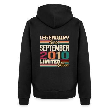 September 2010 Anniversary 2010 September Gift - Unisex Premium Organic Zip Hoodie - black - Back - Nico (187cm)