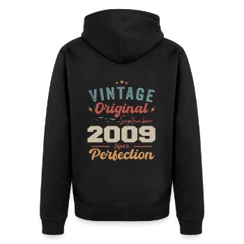 September 2009 Anniversary 2009 September Gift - Unisex Premium Organic Zip Hoodie - black - Back - Nico (187cm)