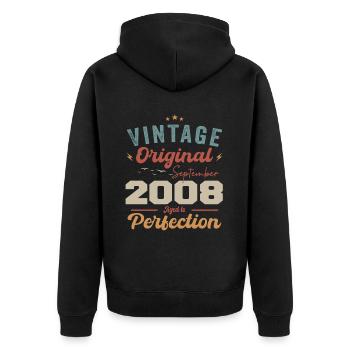 September 2008 Anniversary 2008 September Gift - Unisex Premium Organic Zip Hoodie - black - Back - Nico (187cm)