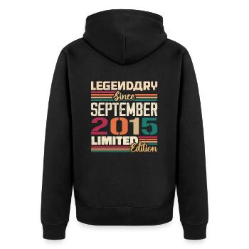 September 2015 Anniversary 2015 September Gift - Unisex Premium Organic Zip Hoodie - black - Back - Nico (187cm)