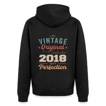 September 2018 Anniversary 2018 September Gift - Unisex Premium Organic Zip Hoodie - black - Back - Nico (187cm)