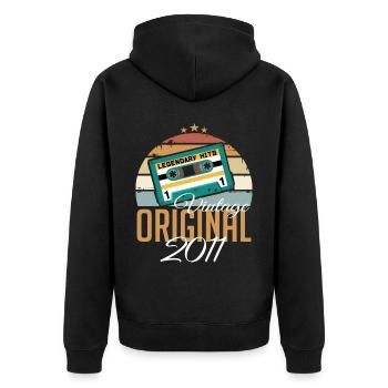 Vintage 2011 Born Original 2011 Birthday - Unisex Premium Organic Zip Hoodie - black - Back - Nico (187cm)