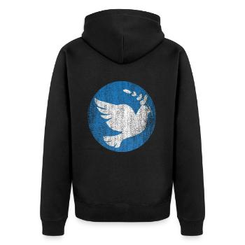 Taube Frieden Hoffnung - Unisex Premium Bio Zip Hoodie - Schwarz - Hinten - Nico (187cm)