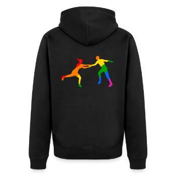 Duo de patineurs colorés - Veste à capuche bio Premium Unisexe - noir - Dos - Nico (187cm)