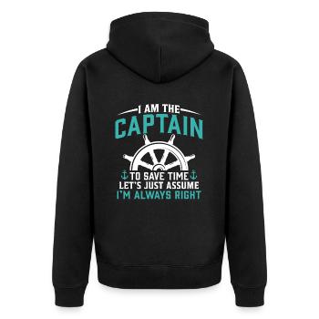 Je suis le capitaine drôle de voile - Veste à capuche bio Premium Unisexe - noir - Dos - Nico (187cm)
