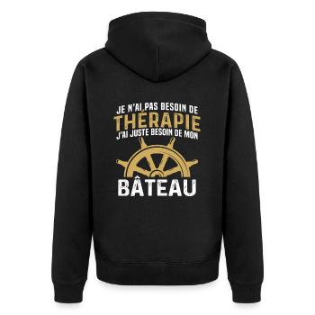 j'ai juste besoin de mon bâteau - Veste à capuche bio Premium Unisexe - noir - Dos - Nico (187cm)