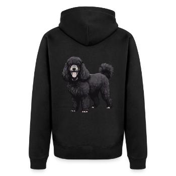Pudel Hund Tier - Unisex Premium Bio Zip Hoodie - Schwarz - Hinten - Nico (187cm)