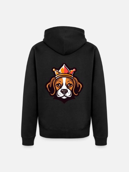 Beagle Dog Crown - Unisex Premium Organic Zip Hoodie - black