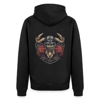 Wikinger Boxer MMA - Unisex Premium Bio Zip Hoodie - Schwarz - Hinten - Nico (187cm)