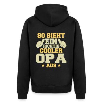This is what a really cool grandpa looks like - Unisex Premium Organic Zip Hoodie - black - Back - Nico (187cm)