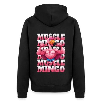 Flamant rose Muscles Fitness Musculation Drôle Humour - Veste à capuche bio Premium Unisexe - noir - Dos - Nico (187cm)