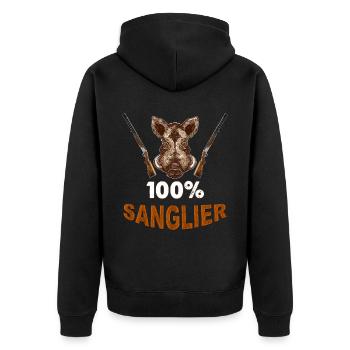 Le sanglier le parfait gibier du chasseur - Veste à capuche bio Premium Unisexe - noir - Dos - Nico (187cm)