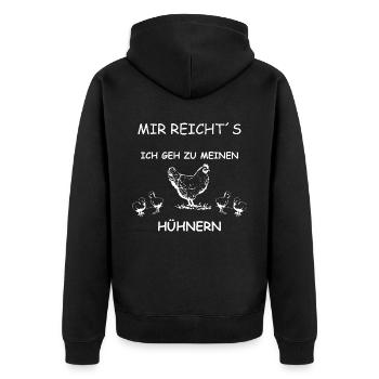 Mir reichts ich geh zu meinen Hühnern - Design - Unisex Premium Bio Zip Hoodie - Schwarz - Hinten - Nico (187cm)