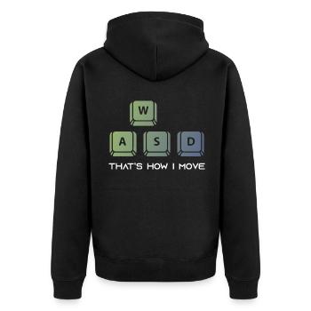 WASD Thats How I Move - Unisex Premium Bio Zip Hoodie - Schwarz - Hinten - Nico (187cm)