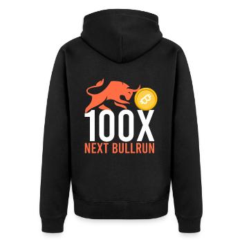 100x next Bullrun - Unisex Premium Organic Zip Hoodie - black - Back - Nico (187cm)