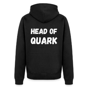 Head of Quark. Fitness CEO Kraftsport Sport Foodie - Unisex Premium Bio Zip Hoodie - Schwarz - Hinten - Nico (187cm)