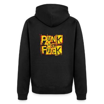 Punk wie verdammt - Unisex Premium Bio Zip Hoodie - Schwarz - Hinten - Nico (187cm)