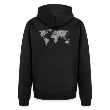White World - Unisex Premium Bio Zip Hoodie - Schwarz - Hinten - Nico (187cm)