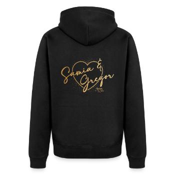 Sturm der Liebe Traumpaar Samia & Gregor - Unisex Premium Bio Zip Hoodie - Schwarz - Hinten - Nico (187cm)